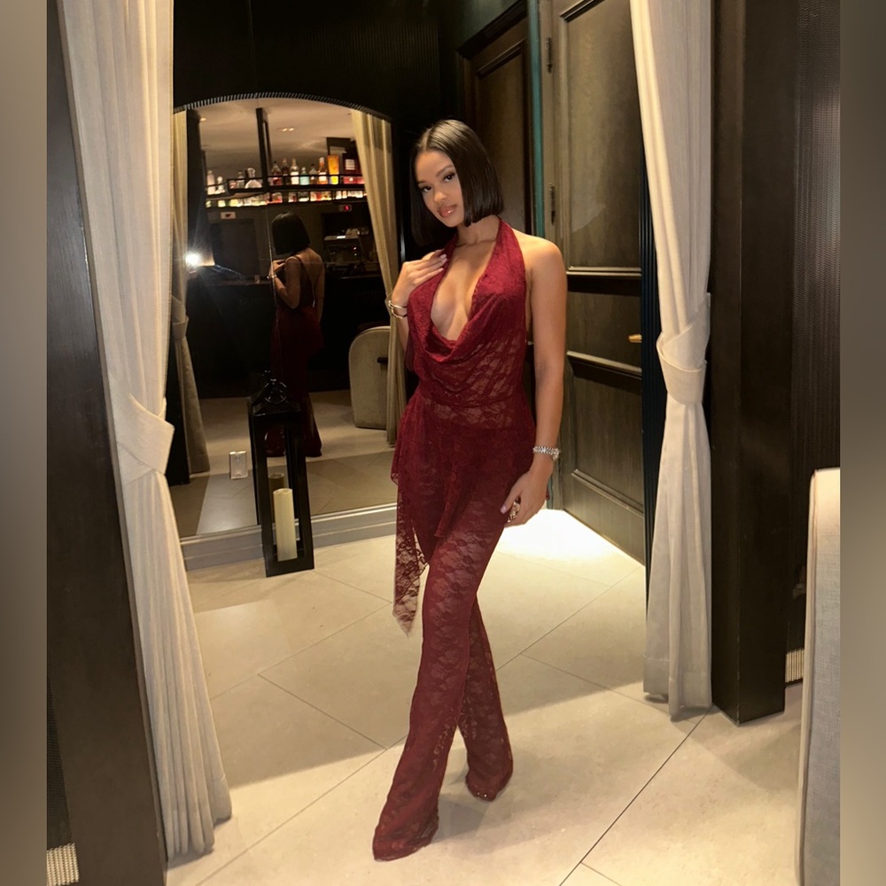 Burgundy Riva Lace Co-ord Set